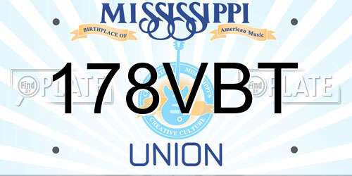 178VBT Mississippi License Plate
