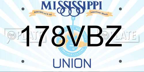 178VBZ Mississippi License Plate