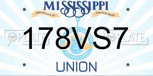 178VS7 Mississippi License Plate