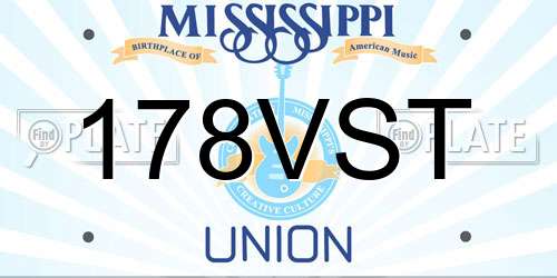 178VST Mississippi License Plate