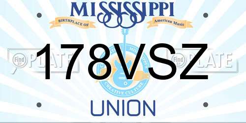 178VSZ Mississippi License Plate