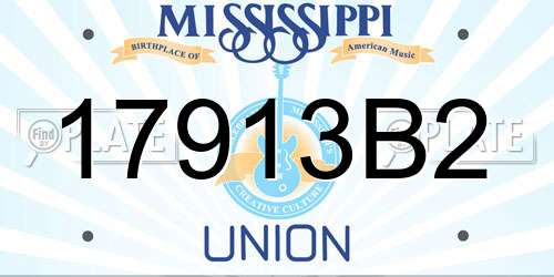17913B2 Mississippi License Plate