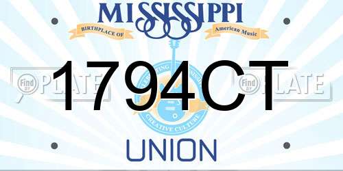 1794CT Mississippi License Plate
