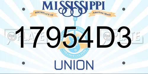 17954D3 Mississippi License Plate