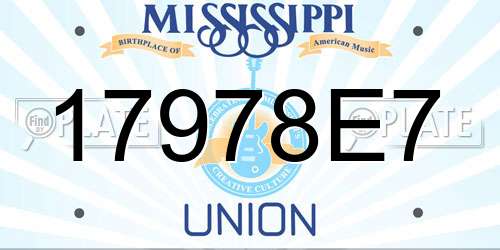 17978E7 Mississippi License Plate