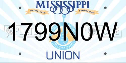 1799N0W Mississippi License Plate
