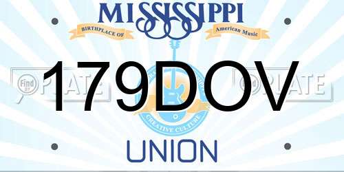179DOV Mississippi License Plate