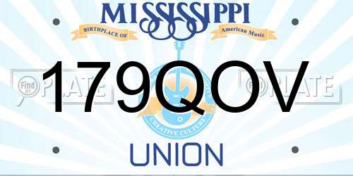179QOV Mississippi License Plate