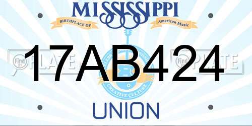 17AB424 Mississippi License Plate
