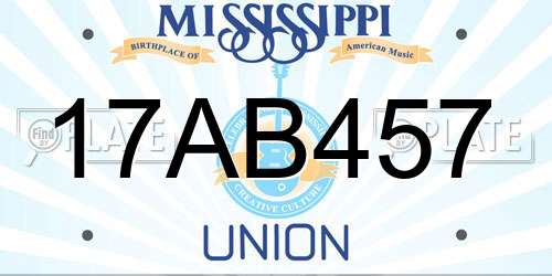 17AB457 Mississippi License Plate