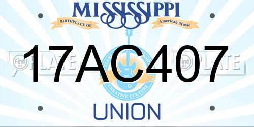17AC407 Mississippi License Plate