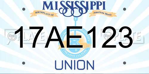 17AE123 Mississippi License Plate