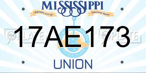 17AE173 Mississippi License Plate