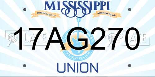 17AG270 Mississippi License Plate