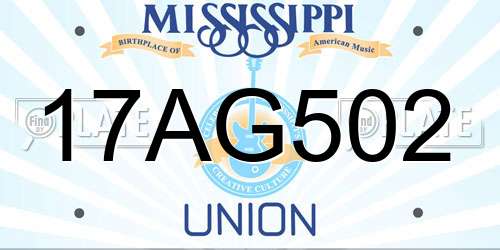 17AG502 Mississippi License Plate