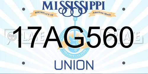 17AG560 Mississippi License Plate