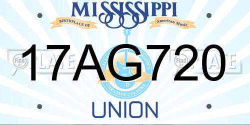 17AG720 Mississippi License Plate