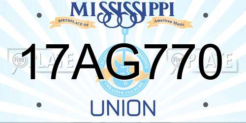 17AG770 Mississippi License Plate