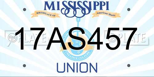 17AS457 Mississippi License Plate
