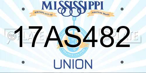 17AS482 Mississippi License Plate