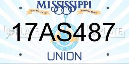 17AS487 Mississippi License Plate