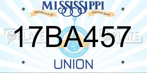 17BA457 Mississippi License Plate