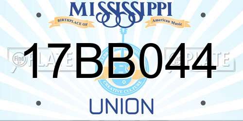 17BB044 Mississippi License Plate