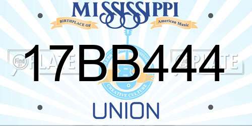 17BB444 Mississippi License Plate