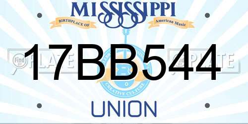17BB544 Mississippi License Plate