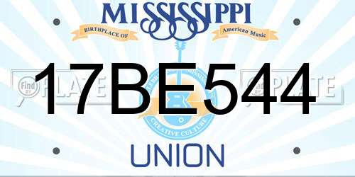 17BE544 Mississippi License Plate