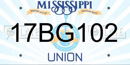 17BG102 Mississippi License Plate