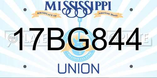 17BG844 Mississippi License Plate