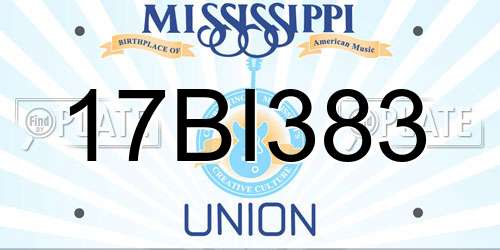 17BI383 Mississippi License Plate