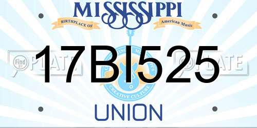 17BI525 Mississippi License Plate