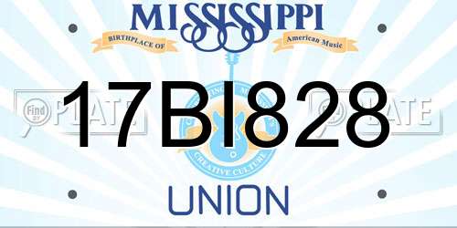 17BI828 Mississippi License Plate