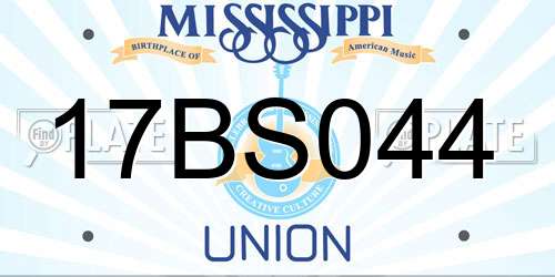 17BS044 Mississippi License Plate