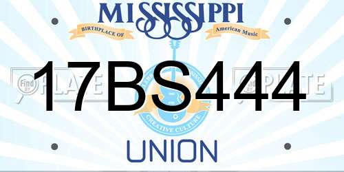 17BS444 Mississippi License Plate
