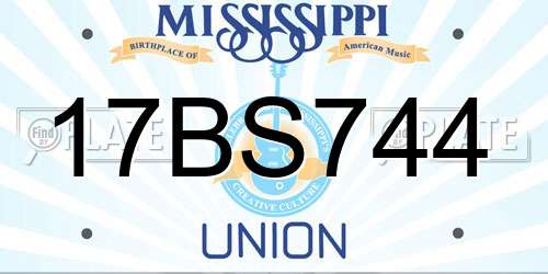 17BS744 Mississippi License Plate