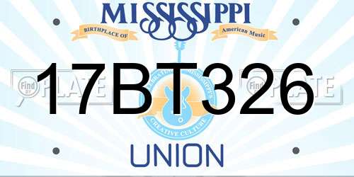 17BT326 Mississippi License Plate