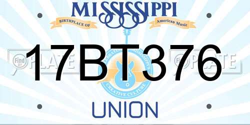 17BT376 Mississippi License Plate