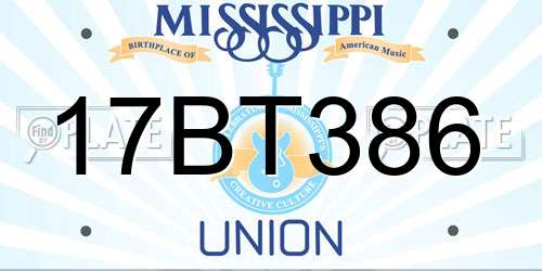 17BT386 Mississippi License Plate