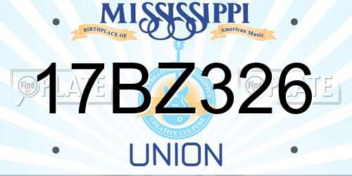 17BZ326 Mississippi License Plate