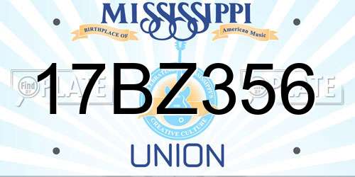 17BZ356 Mississippi License Plate
