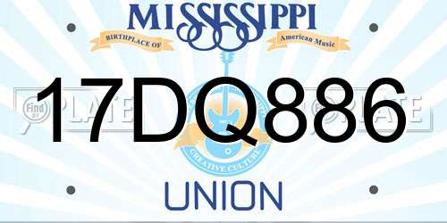 17DQ886 Mississippi License Plate