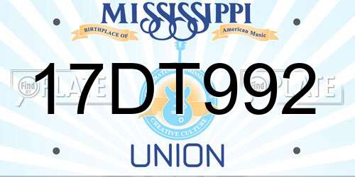 17DT992 Mississippi License Plate