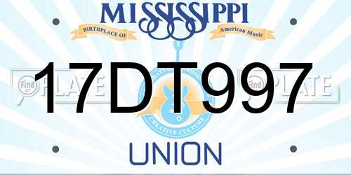 17DT997 Mississippi License Plate