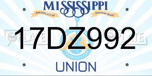 17DZ992 Mississippi License Plate
