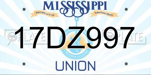 17DZ997 Mississippi License Plate
