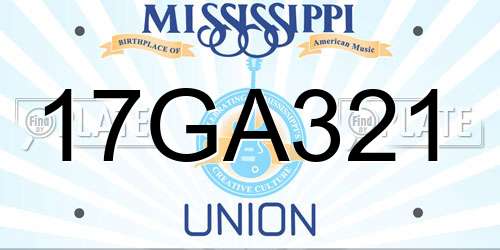 17GA321 Mississippi License Plate