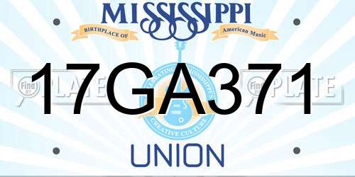 17GA371 Mississippi License Plate